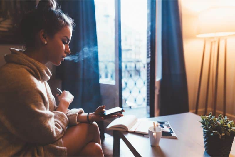 A woman vaping