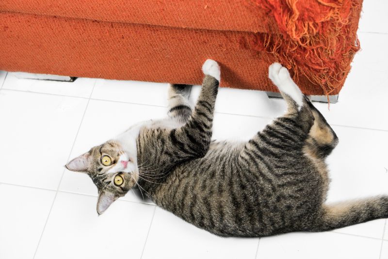 Cat shredding a chair